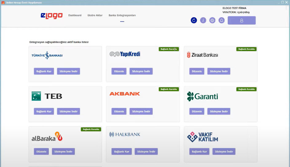 Online Hesap Özeti Banka Entegrasyon Ekranı - Ozan Bilgisayar Ticari Yazılım Danışmanlık