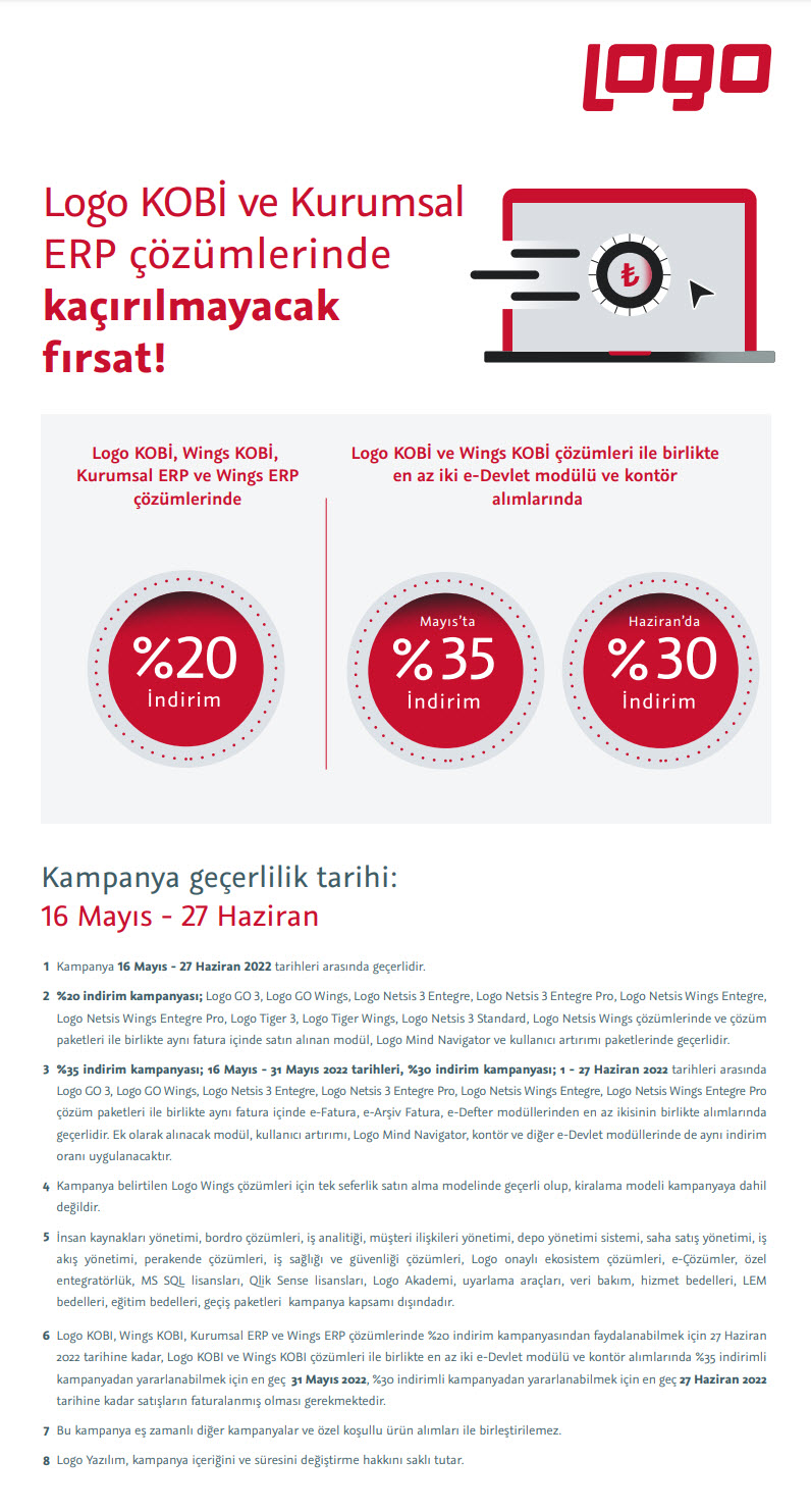 Logo Erp Yeni Müşteri Kampanyası - Ozan Bilgisayar Ticari Yazılım Danışmanlık Diyarbakır Logo bayisi